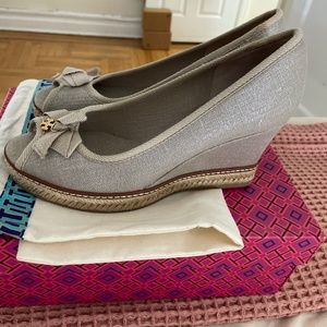 Tory Burch Jackie high heel platform wedge Espadrilles Size 8